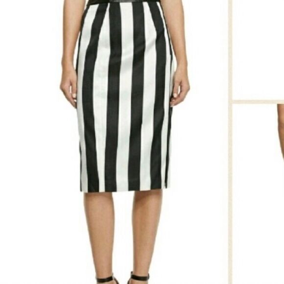 NWT Kendall & Kylie Striped Leather Trim Pencil Skirt - S - Picture 1 of 13